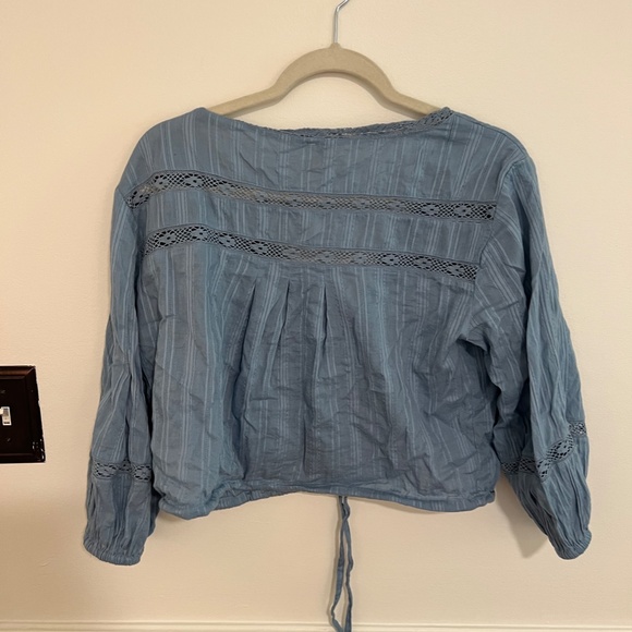 Free People Follow Your Heart Embroidered Crop Balloon Sleeve Top (S) - Picture 8 of 9